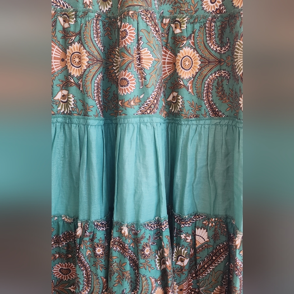 Vasna Desire Bohemian Green Patterned Dress, Size Medium, Cotton. - Picture 14 of 14